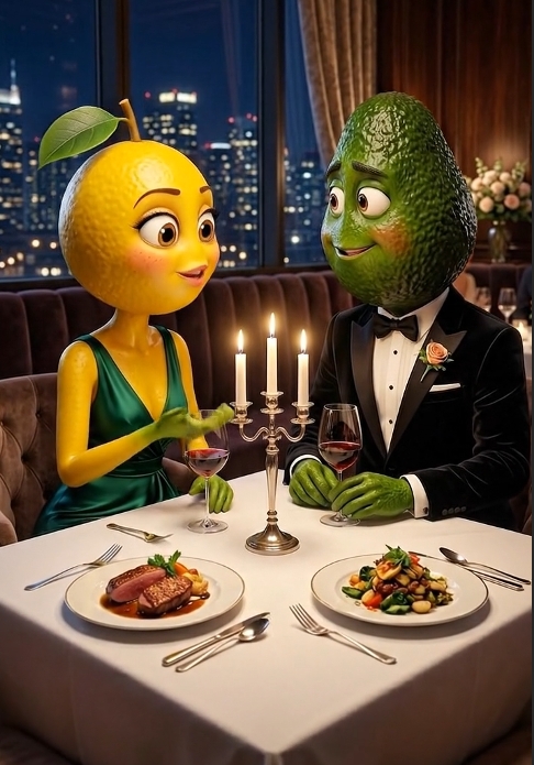 O Abacatudo e a Maracujete no jantar romântico